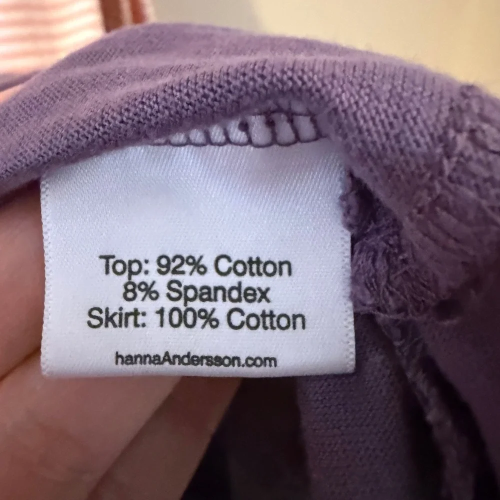 Hanna‎ Andersson Girls Pink Striped Purple Floral Tiered Dress Size 130 US 8-10